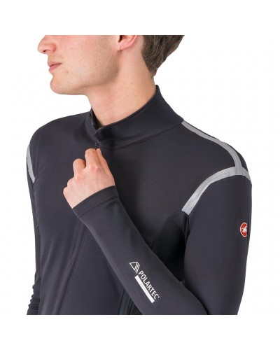 Castelli Perfetto RoS 3 Rosso Corsa Polartec AirCore Giacca Antipioggia/Antivento Uomo, Light Black/Silver Reflex