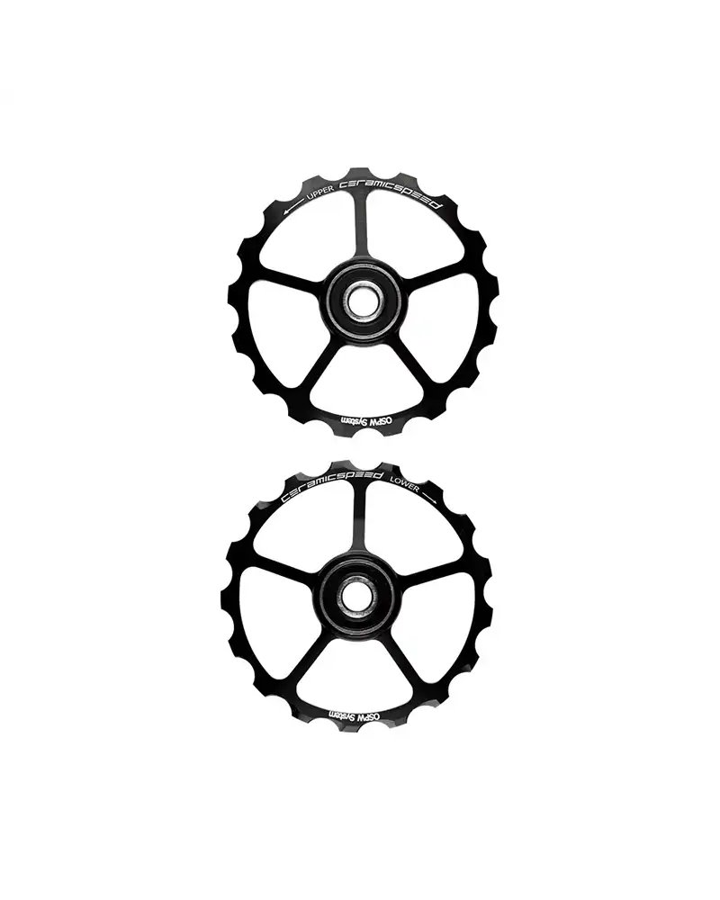 CeramicSpeed Coppia Pulegge OSPW Alluminio 11/12V Nero Shimano/Etap Ricambio 17/17 Denti