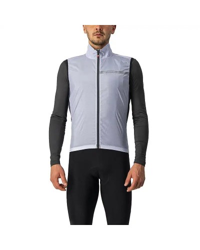 Castelli Squadra Stretch Gilet Comprimibile Antivento Uomo, Silver Gray/Dark Gray