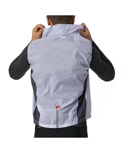 Castelli Squadra Stretch Windproof Men's Packable Cycling Vest, Silver Gray/Dark Gray