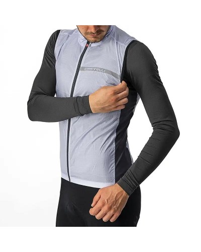 Castelli Squadra Stretch Windproof Men's Packable Cycling Vest, Silver Gray/Dark Gray