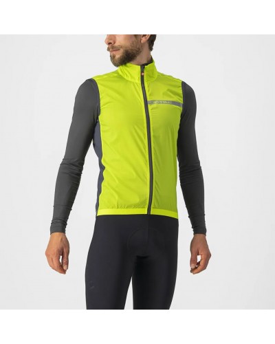 Castelli Squadra Stretch Gilet Comprimibile Antivento Uomo, Electric Lime/Dark Gray
