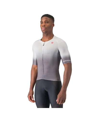 Castelli UPF Maglia Maniche Corte Full Zip Uomo, Silver Gray