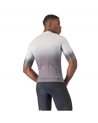 Castelli UPF Men's Full Zip Short Sleeve Cycling Jersey, Silver Gray