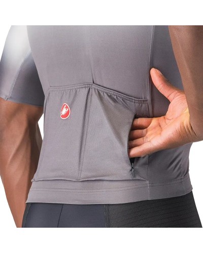 Castelli UPF Men's Full Zip Short Sleeve Cycling Jersey, Silver Gray