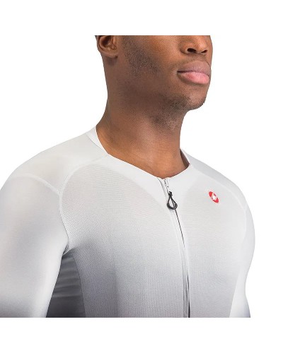 Castelli UPF Men's Full Zip Short Sleeve Cycling Jersey, Silver Gray