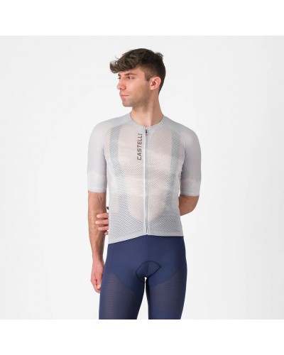Castelli Climber's A/C Rosso Corsa Men's Full Zip Short Sleeve Cycling Jersey, Silver Gray/Smoky Gray