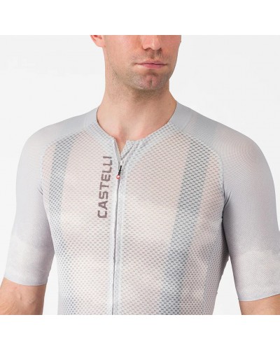 Castelli Climber's A/C Rosso Corsa Men's Full Zip Short Sleeve Cycling Jersey, Silver Gray/Smoky Gray