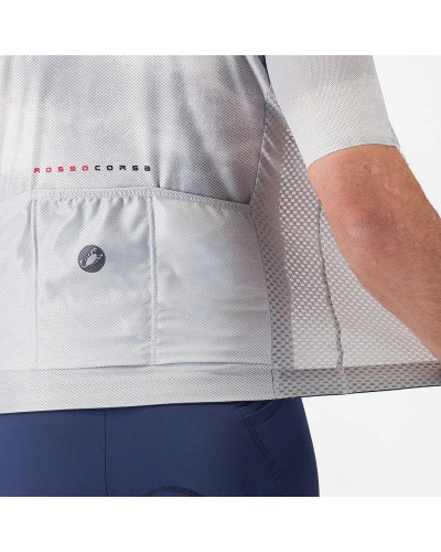Castelli Climber's A/C Rosso Corsa Men's Full Zip Short Sleeve Cycling Jersey, Silver Gray/Smoky Gray