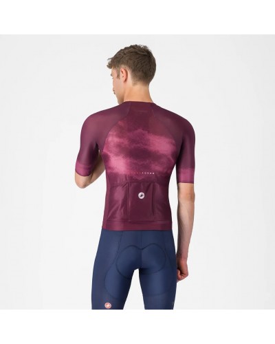 Castelli Climber's A/C Rosso Corsa Men's Full Zip Short Sleeve Cycling Jersey, Deep Bordeaux/White