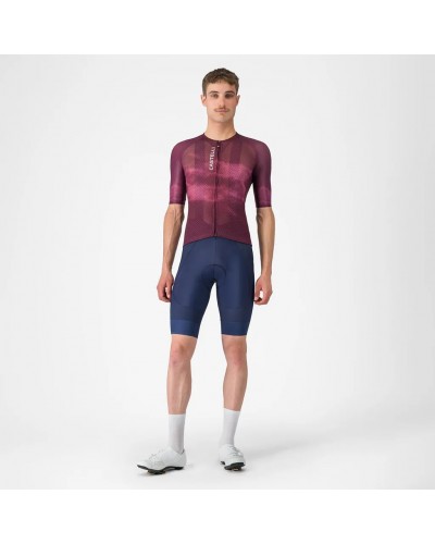 Castelli Climber's A/C Rosso Corsa Men's Full Zip Short Sleeve Cycling Jersey, Deep Bordeaux/White