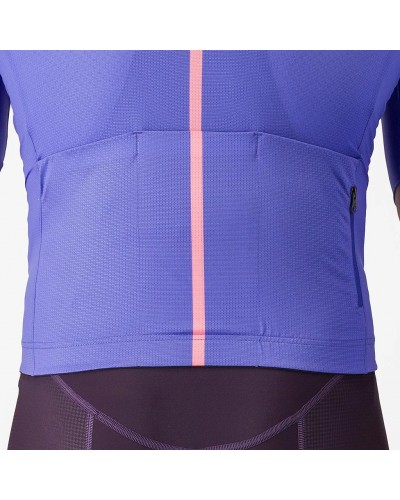 Castelli Drittone Logo Men's Full Zip Short Sleeve Cycling Jersey, Ultraviolet/Rosa Giro