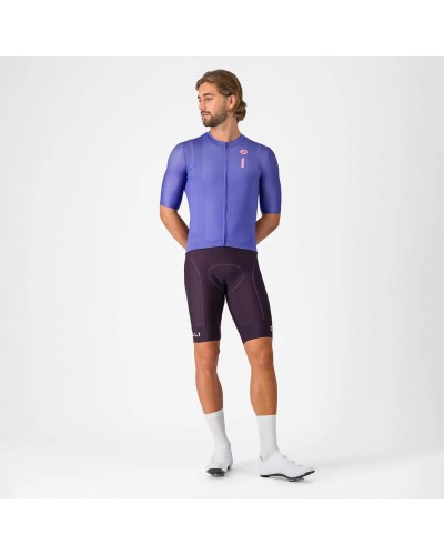 Castelli Drittone Logo Men's Full Zip Short Sleeve Cycling Jersey, Ultraviolet/Rosa Giro