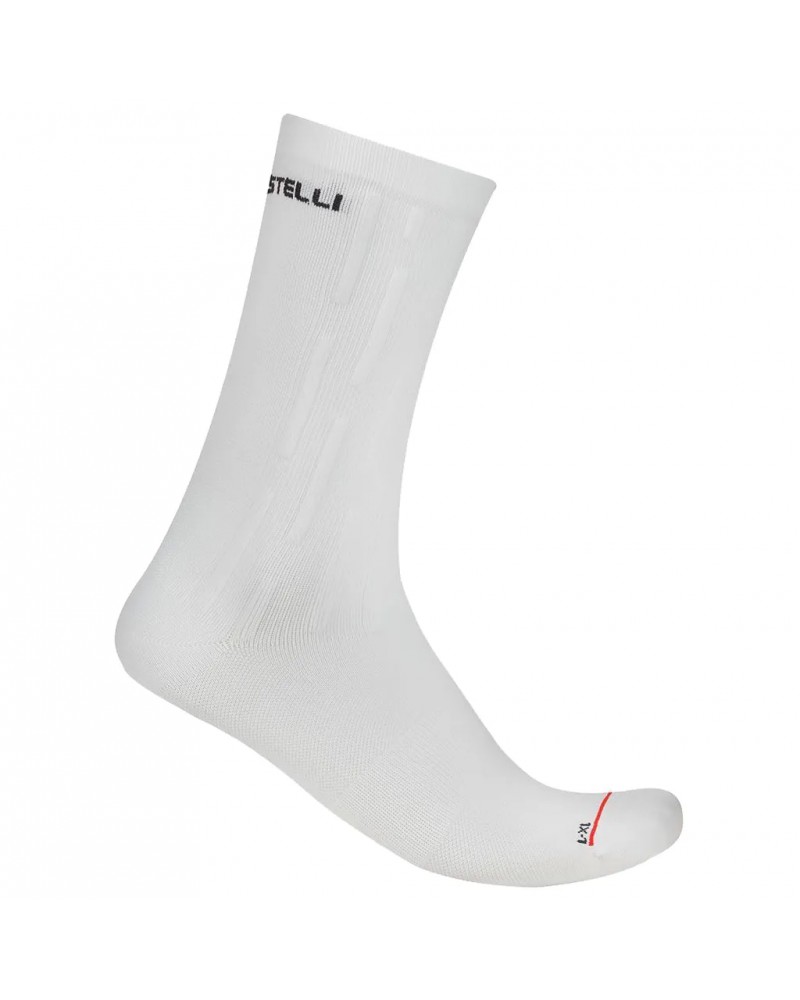 Castelli Aero Race Pro 20 Rosso Corsa Calze Ciclismo, Bianco