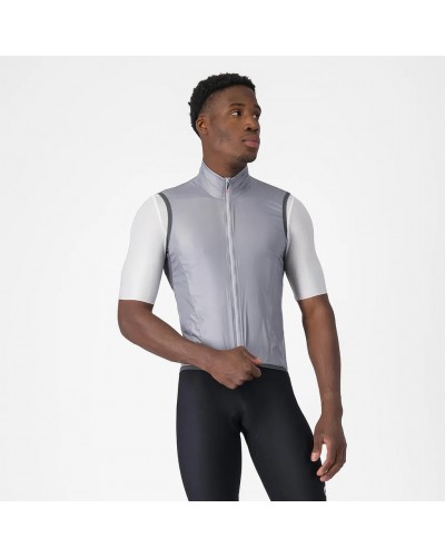 Castelli Aria 2 Gilet Uomo Antivento Ripiegabile, Silver Gray/Dark Gray