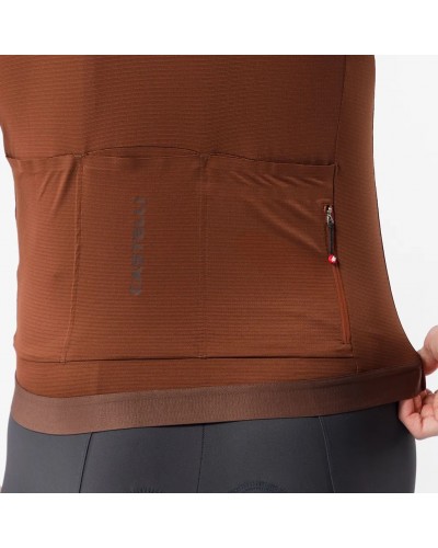 Castelli Espresso 2 Maglia Maniche Corte Full Zip Uomo, Deep Mocha
