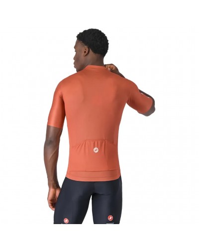 Castelli Entrata Apex Men's Full Zip Short Sleeve Cycling Jersey, Paprika/Silver Moon