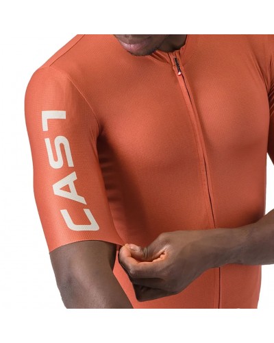Castelli Entrata Apex Men's Full Zip Short Sleeve Cycling Jersey, Paprika/Silver Moon