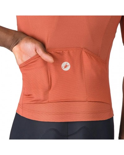 Castelli Entrata Apex Men's Full Zip Short Sleeve Cycling Jersey, Paprika/Silver Moon