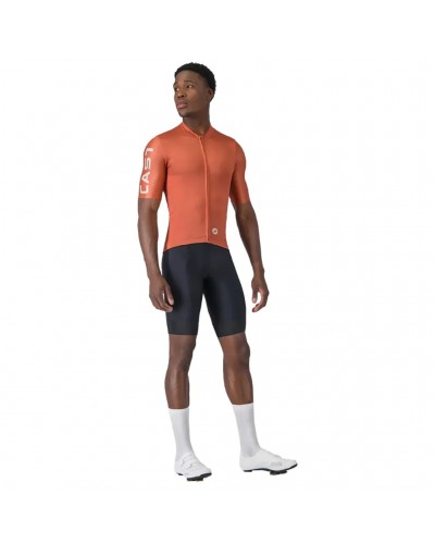 Castelli Entrata Apex Men's Full Zip Short Sleeve Cycling Jersey, Paprika/Silver Moon