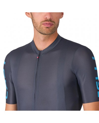 Castelli Entrata Apex Men's Full Zip Short Sleeve Cycling Jersey, Twilight Blue/Neon Cobalt