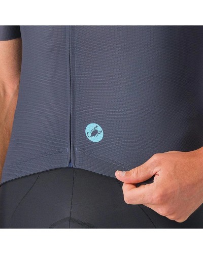 Castelli Entrata Apex Men's Full Zip Short Sleeve Cycling Jersey, Twilight Blue/Neon Cobalt