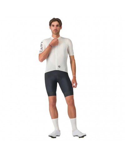 Castelli Entrata Apex Men's Full Zip Short Sleeve Cycling Jersey, Ivory/Smoky Gray