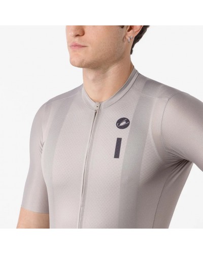 Castelli Drittone Logo Maglia Maniche Corte Full Zip Uomo, Clay/Belgian Blue