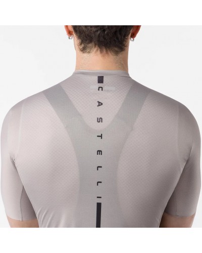Castelli Drittone Logo Maglia Maniche Corte Full Zip Uomo, Clay/Belgian Blue