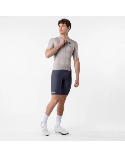 Castelli Drittone Logo Men's Full Zip Short Sleeve Cycling Jersey, Clay/Belgian Blue