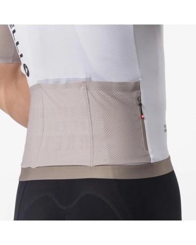 Castelli Corretto Maglia Maniche Corte Full Zip Uomo, Ivory/Clay/Black
