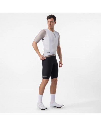 Castelli Corretto Men's Full Zip Short Sleeve Cycling Jersey, Ivory/Clay/Black