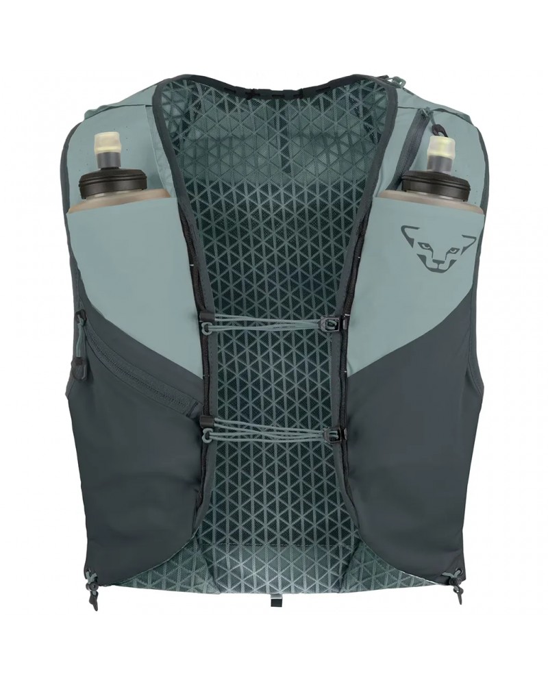 Dynafit Alpine 15 Zaino Gilet Trail Running, Smoke Blue/Cinder (2 Borracce Comprimibili da 500 ml Incluse)