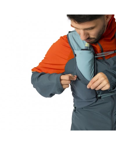 Dynafit Alpine 15 Zaino Gilet Trail Running, Smoke Blue/Cinder (2 Borracce Comprimibili da 500 ml Incluse)