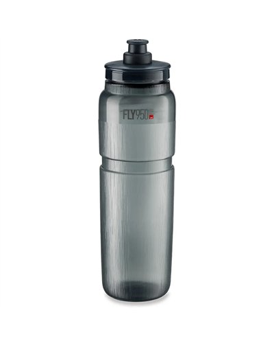 Elite Borraccia Fly Tex 950ml, Grigio Fumo Trasparente/Logo Grigio