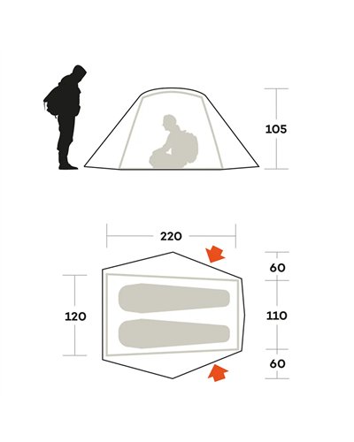Ferrino Hekla 2 FR Tenda Due Posti, Arancio
