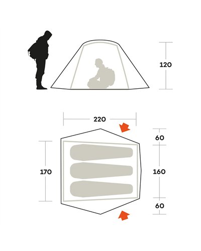 Ferrino Hekla 3 FR Tenda Tre Posti, Arancio