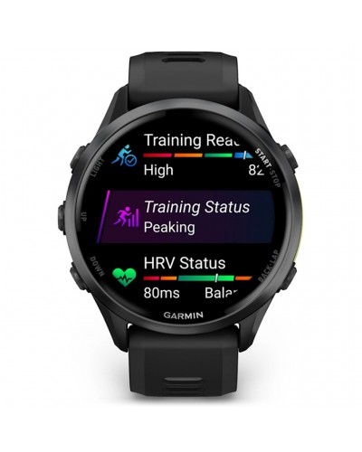 Garmin Forerunner 970 AMOLED GPS Smartwatch Wrist-Based HR, Titanium Carbon Grey DLC/Black/Translucent Whitestone