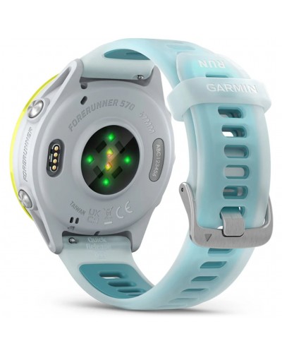 Garmin Forerunner 570 AMOLED Case 47mm GPS Smartwatch Wrist-Based HR, Amp Yellow Alu/Translucent Whitestone/Turquoise