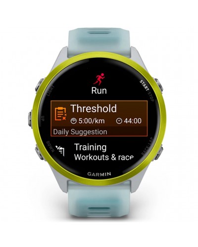 Garmin Forerunner 570 AMOLED Case 47mm GPS Smartwatch Wrist-Based HR, Amp Yellow Alu/Translucent Whitestone/Turquoise