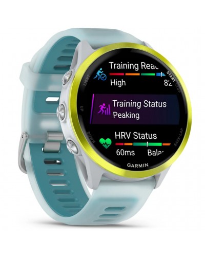Garmin Forerunner 570 AMOLED Case 47mm GPS Smartwatch Wrist-Based HR, Amp Yellow Alu/Translucent Whitestone/Turquoise