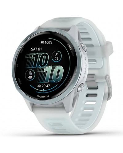 Garmin Forerunner 570 AMOLED Case 42mm GPS Smartwatch Wrist-Based HR, Cloud Blue Alu/Translucent Whitestone/Cloud Blue