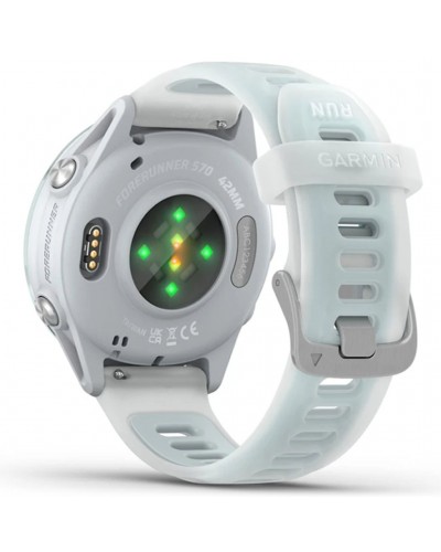 Garmin Forerunner 570 AMOLED Case 42mm GPS Smartwatch Wrist-Based HR, Cloud Blue Alu/Translucent Whitestone/Cloud Blue