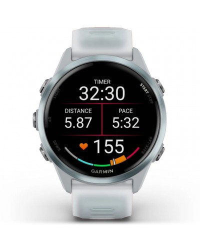 Garmin Forerunner 570 AMOLED Case 42mm GPS Smartwatch Wrist-Based HR, Cloud Blue Alu/Translucent Whitestone/Cloud Blue