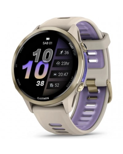 Garmin Forerunner 970 AMOLED GPS Smartwatch Cardio Integrato, Soft Gold Titanium/French Grey/Translucent Indigo