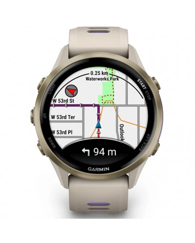 Garmin Forerunner 970 AMOLED GPS Smartwatch Wrist-Based HR, Soft Gold Titanium/French Grey/Translucent Indigo