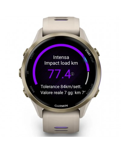 Garmin Forerunner 970 AMOLED GPS Smartwatch Cardio Integrato, Soft Gold Titanium/French Grey/Translucent Indigo