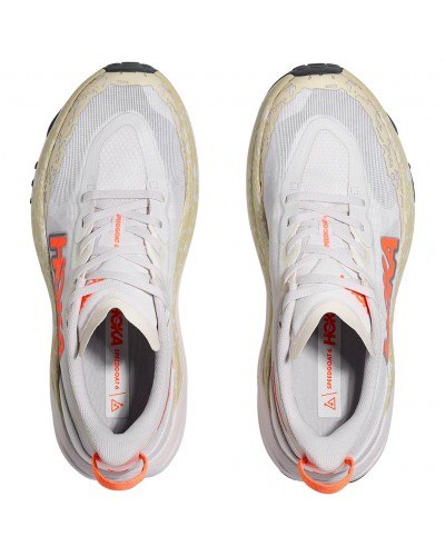 Hoka One One Speedgoat 6 Women's Trail Running Shoes, White/Neon Tangerine