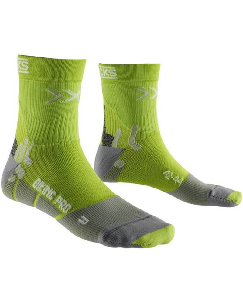 X-Bionic X-Socks Biking Pro Mid, Green Lime/Pearl Grey