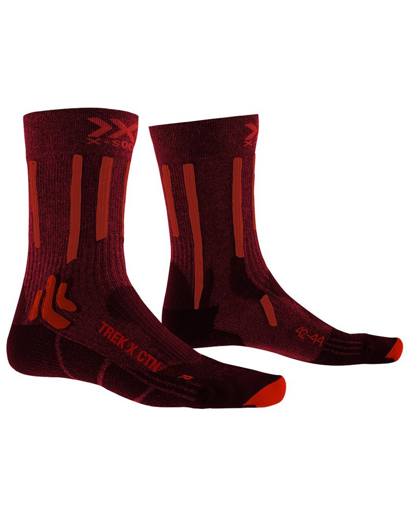 X-Bionic X-Socks Trek X CTN Trekking Socks, Dark Ruby/Fire Red